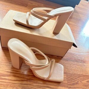Elegant Tan Block Heel Sandals